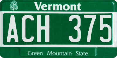 VT license plate ACH375
