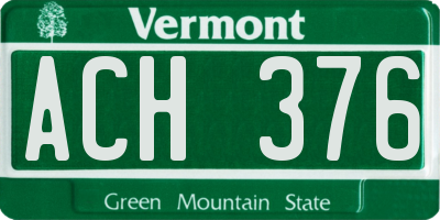 VT license plate ACH376