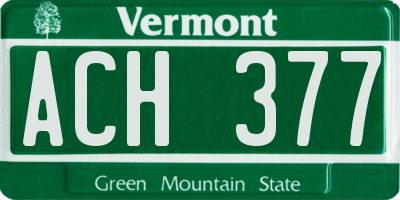 VT license plate ACH377