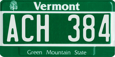 VT license plate ACH384