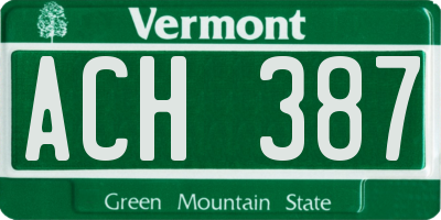 VT license plate ACH387