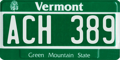 VT license plate ACH389
