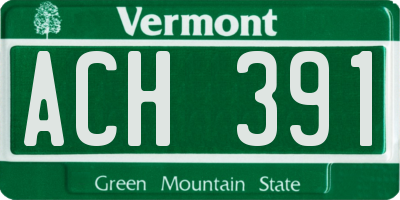 VT license plate ACH391