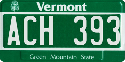 VT license plate ACH393