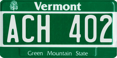 VT license plate ACH402
