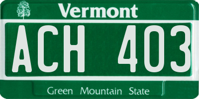 VT license plate ACH403