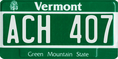 VT license plate ACH407