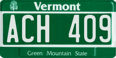 VT license plate ACH409
