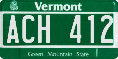 VT license plate ACH412
