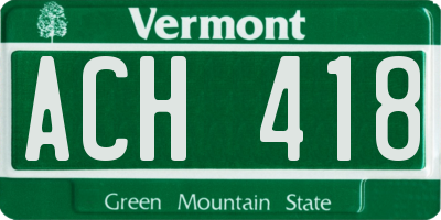 VT license plate ACH418