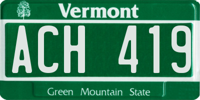 VT license plate ACH419