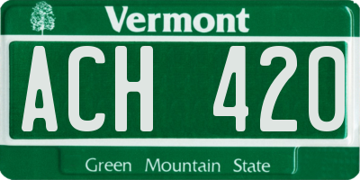 VT license plate ACH420