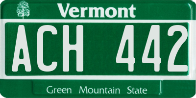 VT license plate ACH442