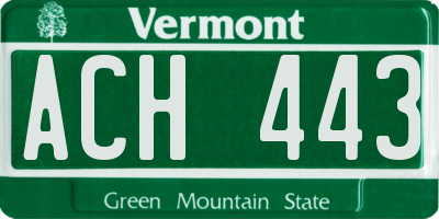 VT license plate ACH443