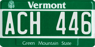 VT license plate ACH446