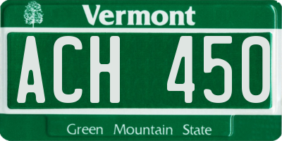 VT license plate ACH450