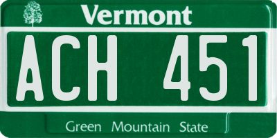 VT license plate ACH451