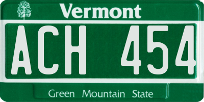 VT license plate ACH454