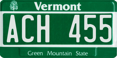 VT license plate ACH455