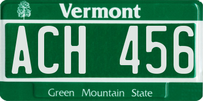 VT license plate ACH456
