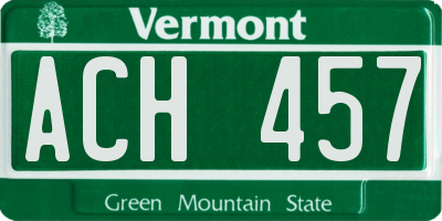 VT license plate ACH457