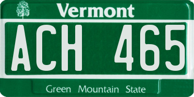 VT license plate ACH465