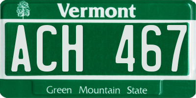 VT license plate ACH467