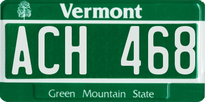 VT license plate ACH468