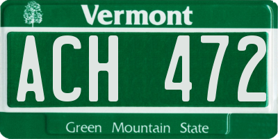 VT license plate ACH472