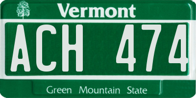 VT license plate ACH474