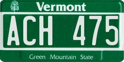 VT license plate ACH475
