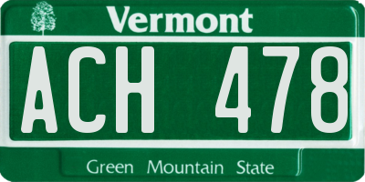 VT license plate ACH478