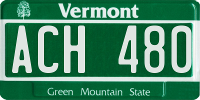 VT license plate ACH480