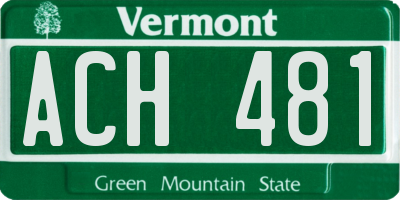 VT license plate ACH481
