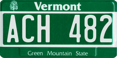 VT license plate ACH482