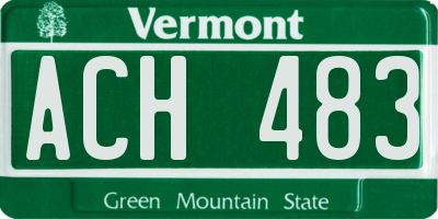 VT license plate ACH483