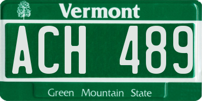 VT license plate ACH489