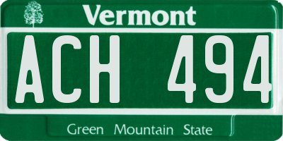 VT license plate ACH494