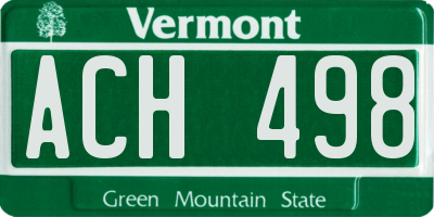 VT license plate ACH498