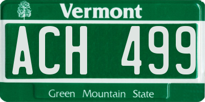 VT license plate ACH499