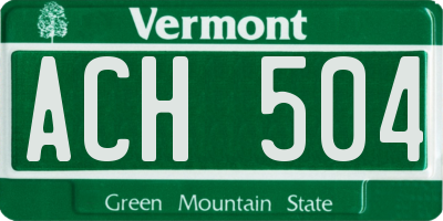 VT license plate ACH504