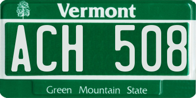 VT license plate ACH508