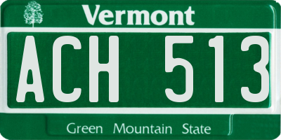VT license plate ACH513