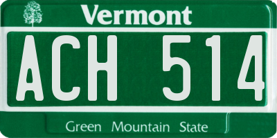 VT license plate ACH514