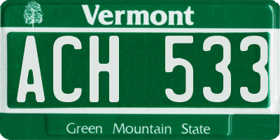 VT license plate ACH533