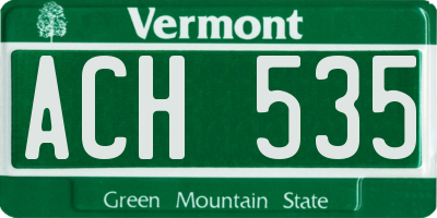 VT license plate ACH535