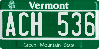 VT license plate ACH536
