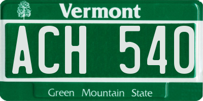 VT license plate ACH540