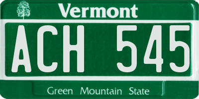 VT license plate ACH545