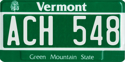 VT license plate ACH548